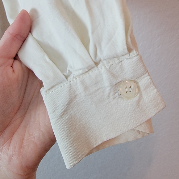 Vintage Cream Floral Lace 90s Rose Applique Long Sleeve Button Coquette Blouse - Picture 10 of 15